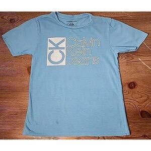 Calvin Klein Jeans T-Shirt Blue Graphic Print Logo, Child Size - 8